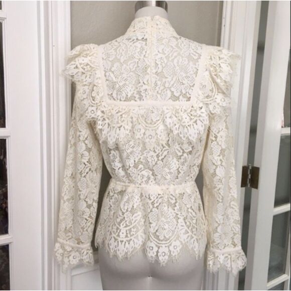 EUC Ganni Jerome Lace Peplum Ruffle Top 38 8 - Picture 5 of 7